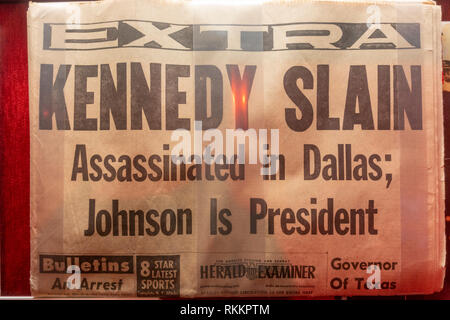 Herald Examiner (Los Angeles) nach der Ermordung von John F Kennedy, der Pöbel Museum, Las Vegas (Las Vegas), Nevada, United States. Stockfoto