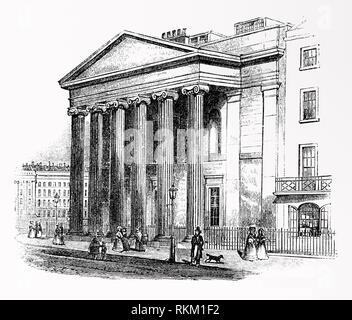 Royal College der Chirurgen (RCS) von England in Lincoln's Inn Fields, London, England. Der RCS ist eine unabhängige professionelle Körper- und Nächstenliebe registriert die Förderung und Weiterentwicklung der Standards der chirurgischen Versorgung für Patienten, Regulierung, Chirurgie, einschließlich Zahnmedizin, in England und Wales. Die Gesellschaft der Chirurgen bewegt von der Chirurg Halle in Old Bailey an einen Ort 41 Lincoln's Inn Fields 1797. Bau der ersten College Gebäude, nach einem Entwurf von George Tanz der Jüngere, und James Lewis, von 1805 bis 1813 dauerte. 1833 Sir Charles Barry gewann den öffentlichen Wettbewerb einen Ersatz zu entwerfen. Stockfoto