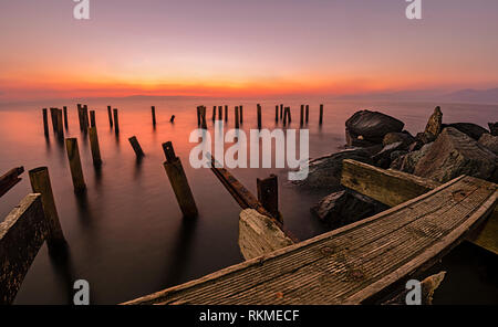 Pamucak Meer lange Belichtung, Selcuk, Izmir, Türkei Stockfoto