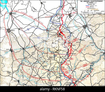 Deutsche Wacht am Rhein Offensive Plan - Ardennen Gegenoffensive, Dezember 1944 Stockfoto