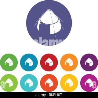 Conic zelt Icons Set Vector Farbe Stock Vektor