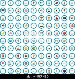 100 Kinder Tag Icons set, cartoon-Stil Stock Vektor