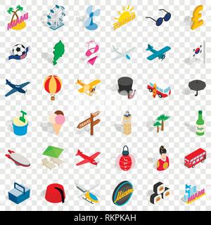 Miami reisen Icons Set, isometrische Stil Stock Vektor