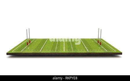 Rugby Pitch mit Linien und Ziele. 3D-Rendering Stockfoto