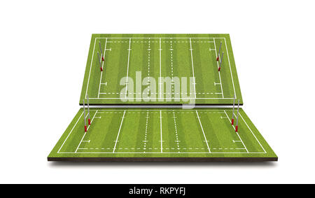 Rugby Pitch mit Linien und Ziele. 3D-Rendering Stockfoto