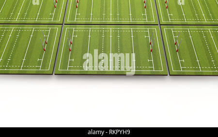 Rugby Pitch mit Linien und Ziele. 3D-Rendering Stockfoto