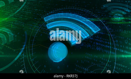 Wlan Symbol abstraktes Konzept. Abstrakte 3D-Abbildung der drahtlosen Kommunikation und hotspot Symbol. Stockfoto