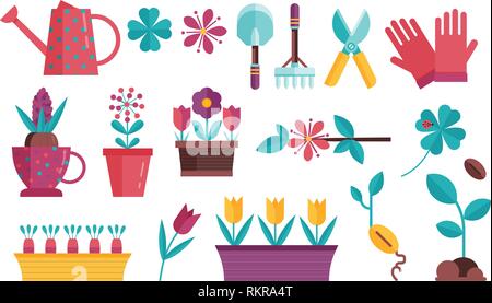 Home Garten- und Sämling Symbole Stock Vektor