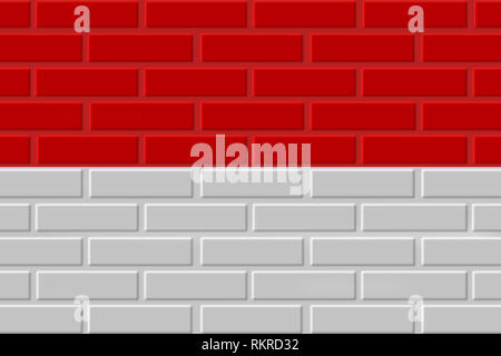 Indonesien Flagge bemalt. Patriotische brick Flagge Hintergrund. Nationalflagge von Indonesien Stockfoto