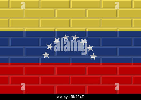 Venezuela Flagge bemalt. Patriotische brick Flagge Hintergrund. Nationalflagge von Venezuela Stockfoto