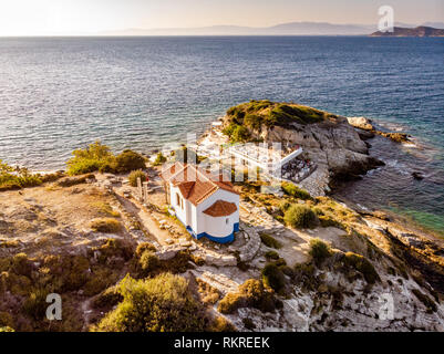 Thassos, Griechenland. Luftaufnahme von einer der wichtigsten Touristenattraktion auf der Insel Stockfoto