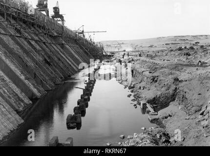 Afrika, Ägypten, Assuan, Dammbau, 1930 Stockfoto