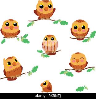 Vektor cartoon Animal clipart cute owl Vögel Stock Vektor