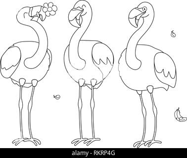 Vektor cartoon Animal clipart happy Pink Flamingo Stock Vektor