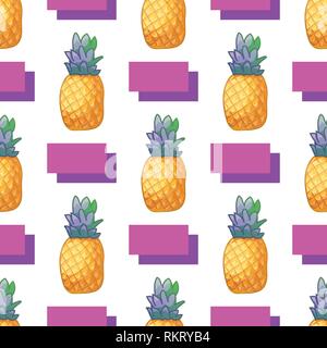 Vektor cartoon reife Ananas Obst Symbole gesetzt Stock Vektor