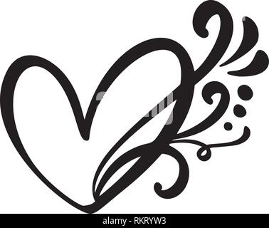 Vintage kalligrafischen Liebe Herz unterzeichnen. Vektor romantische Abbildung Symbol melden Sie, Leidenschaft und Hochzeit. Kalligraphie Design flat Element der Valentinstag Stock Vektor