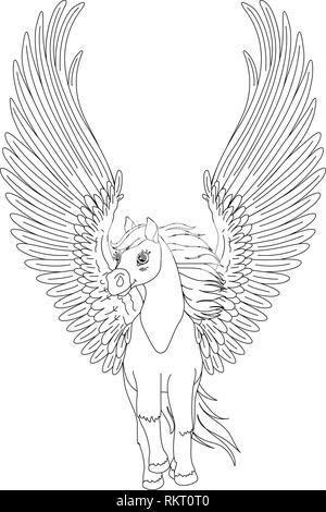 Vektor cartoon weißen Pegasus Pferd clip art Stock Vektor