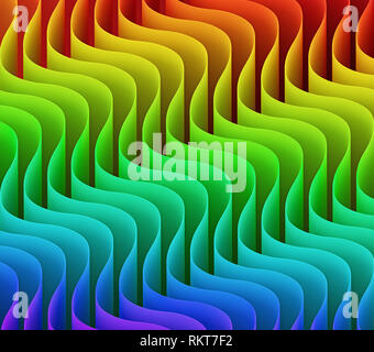 Abstrakte rainbow geometrische Wellen Muster Hintergrund 3D Illustration Stockfoto