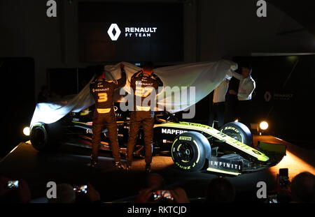 Das Auto Enthüllung während das Renault F1 Team 2019 Saison Start bei Whiteways Technical Centre, Oxford. Stockfoto