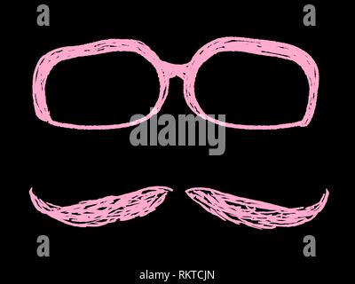 Hipster Objekte doodle-Gläser und Schnurrbart Vector Illustration. Stock Vektor