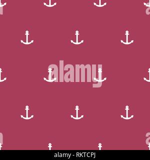 Anker vektor Textur - einfache Abbildung. Spärliche nahtlose maritimen Hintergrund. Burgund und weiß. Stock Vektor