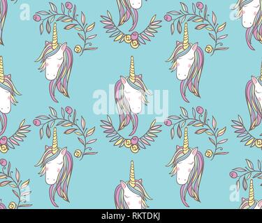 Unicorn Regenbogen nahtlose Muster Stock Vektor