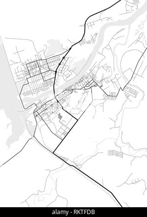 Vektor Stadtplan von Dubna in Schwarz und Weiß Stock Vektor