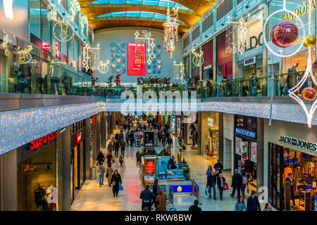 Shopping in der highcross Zentrum in Leicester. Stockfoto