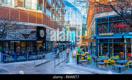 Eingang zum highcross Zentrum in Leicester. Stockfoto