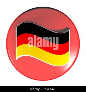 Roter Kreis Push Button Deutsche Flagge - 3D Rendering illustration Stockfoto