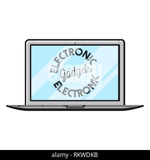 Farbe vintage elektronische Gadgets Emblem. Vector Illustration, EPS 10. Stock Vektor