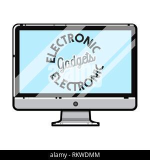 Farbe vintage elektronische Gadgets Emblem. Vector Illustration, EPS 10. Stock Vektor