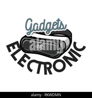 Farbe vintage elektronische Gadgets Emblem. Vector Illustration, EPS 10. Stock Vektor
