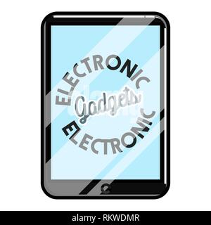 Farbe vintage elektronische Gadgets Emblem. Vector Illustration, EPS 10. Stock Vektor
