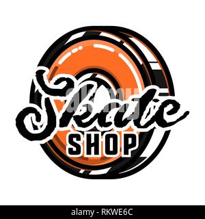 Farbe vintage Skate shop Emblem. Vector Illustration, EPS 10. Stock Vektor