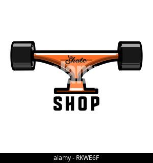 Farbe vintage Skate shop Emblem. Vector Illustration, EPS 10. Stock Vektor