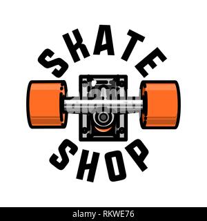 Farbe vintage Skate shop Emblem. Vector Illustration, EPS 10. Stock Vektor