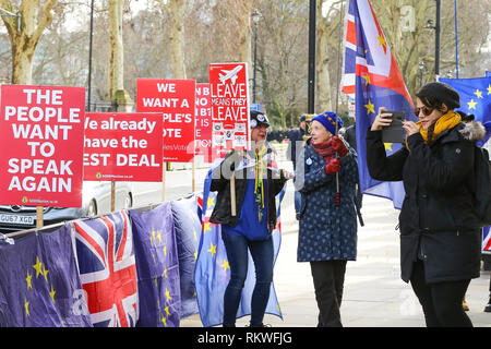 Westminster, London, Großbritannien. 12 Feb, 2019. Anti-Brexit Demonstranten protestieren außerhalb der Häuser des Parlaments. Credit: Dinendra Haria/Alamy leben Nachrichten Stockfoto