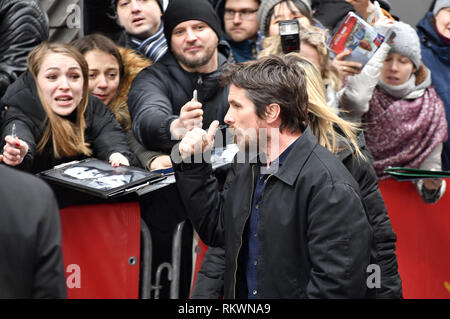 Christian Bale ankommen für die 'Vice' Pressekonferenz auf der 69. Internationalen Filmfestspiele Berlin/Berlinale 2019 im Hotel Grand Hyatt am Februar in Berlin, Deutschland. | Verwendung weltweit Stockfoto