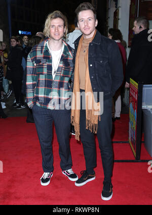 London, Großbritannien. 12. Februar, 2019. Dougie Poynter, Danny Jones, Rip It Up 60 s - Drücken Sie die Taste Nacht, Garrick Theatre, London, UK. 12 Feb, 2019. Foto von Richard Goldschmidt Credit: Rich Gold/Alamy leben Nachrichten Stockfoto