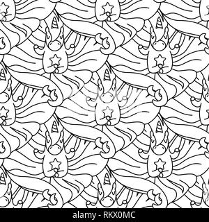 Vektor rainbow unicorn Muster malbuch Seite Stock Vektor