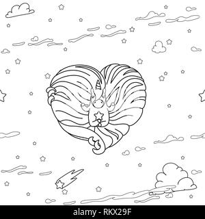 Vektor rainbow unicorn Muster malbuch Seite Stock Vektor