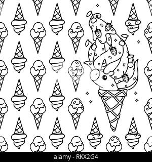 Vektor rainbow unicorn Muster malbuch Seite Stock Vektor