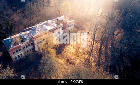 Vergessen aufgegeben Manor, Luftaufnahme Stockfoto