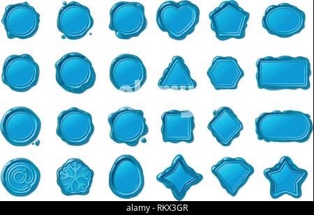 Vector vintage isoliert Wachssiegel Briefmarken set Stock Vektor