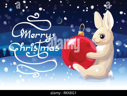 Vektor Frohe Weihnachten Süße winter Postkarte Stock Vektor