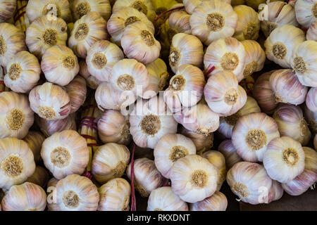 Knoblauchzehen zum Verkauf auf dem Markt in Aix-en-Provence, Frankreich Stockfoto