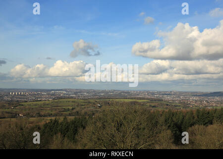 Der Bereich der West Midlands als "Das schwarze Land" aus dem clent Hügel, Worcestershire, England, UK gesehen bekannt. Stockfoto