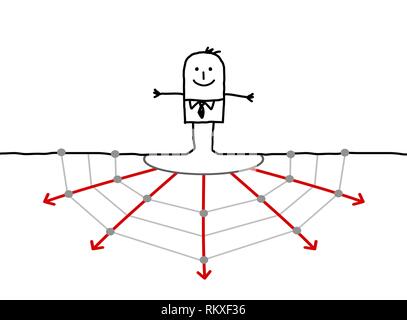 Cartoon Geschäftsmann auf Web Stock Vektor