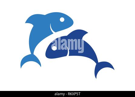 Zwei Fisch-Logo Symbol Vektor Stock Vektor